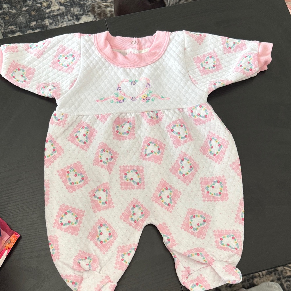 Gerber Pink and White Heart Kids Footie